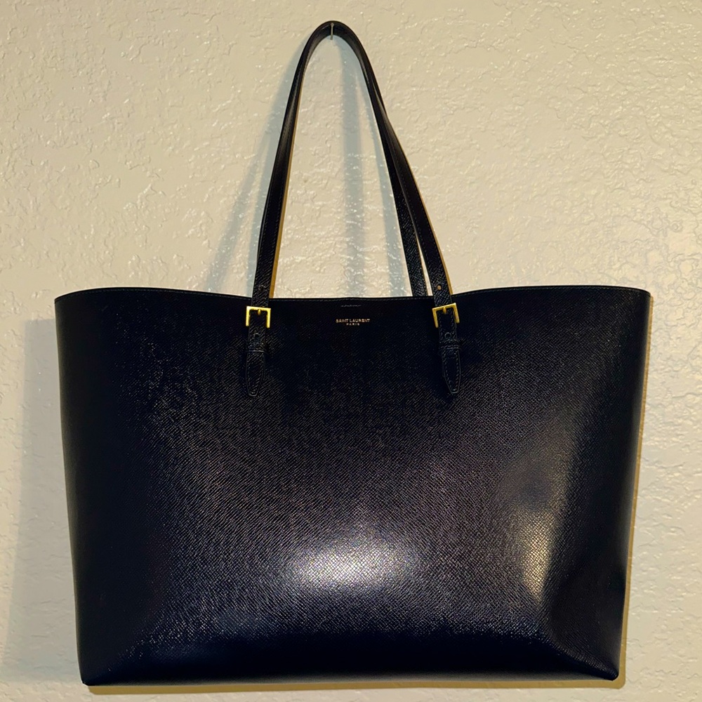 Saint Laurent Boucle Embossed Leather Shopping Tote